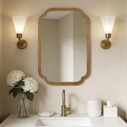 Vista 55 de Espejos de Baño de Madera para Montar en la Pared, 16" x 20" Marco de Madera Rústica Espejos de Pared Decorativos para Sala de Estar o Dormitorio