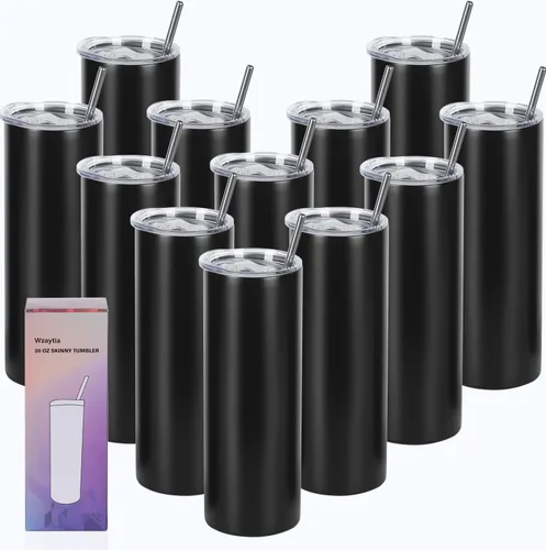 Vista 23 de Paquete de 4 vasos delgados de 20 onzas, juego de vasos delgados de acero inoxidable en caja de regalo individual, 20 onzas de capacidad, vaso