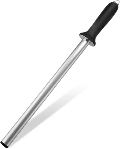 Vista 6 de Varilla afiladora de cuchillos, varilla para afilar cuchillos, afilador de diamante profesional de 12 pulgadas, acero de afilado portátil y ligero
