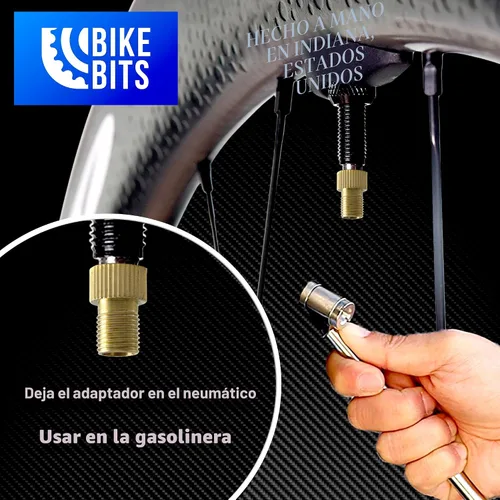 Vista 4 de Adaptador de válvula Presta de latón – Convierte Presta a Schrader – Inflar neumáticos con bomba estándar o compresor de aire (paquete de 4)