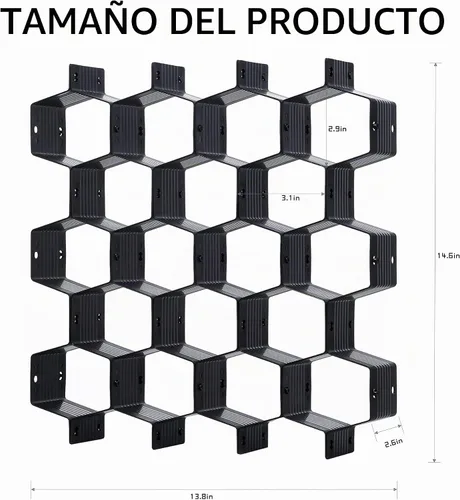 Vista 7 de Separador de panal de abejas, organizador de cajones ajustable, para ropa interior, cinturón, bufanda, calcetines (negro)