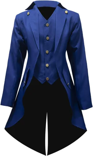 Vista 9 de Crubelon Steampunk - Chaqueta vintage para hombre, estilo gótico, victoriano, uniforme Negro