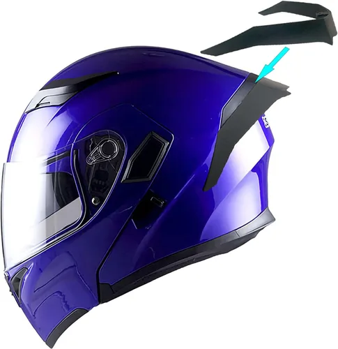 Vista 13 de 1Storm Casco modular de cara completa para motocicleta con doble visera abatible y protector solar: HB89 Flecha Azul
