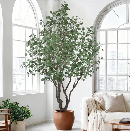 Vista 9 de Árbol de eucalipto artificial de 7 pies con 1470 hojas y maceta