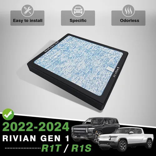 Vista 6 de BestEvMod Filtro de aire H14 Gen1 compatible con Rivian R1T y R1S 2022 2023 2024 Filtro de aire de repuesto HEPA H14, accesorios de carbón activado