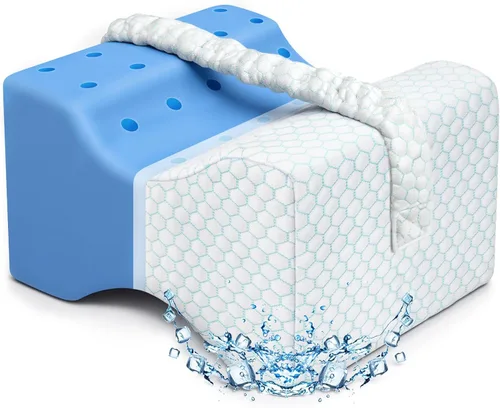 Vista 9 de KingPavonini Almohada de rodilla refrescante para dormir de lado, almohadas de piernas de espuma viscoelástica de gel para dormir de lado con funda