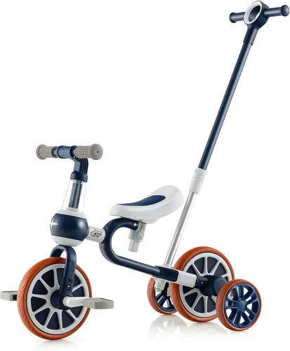 Vista 12 de HONEY JOY Triciclo, triciclo para niños de 3 ruedas con asiento ajustable, cesta de almacenamiento extraíble, triciclo para niños de 3 a 5 años