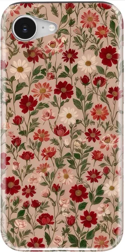 Vista 66 de Funda para iPhone 12 Mini, compatible con carga inalámbrica, protección de doble capa con elegante diseño de flores silvestres, silicona suave +