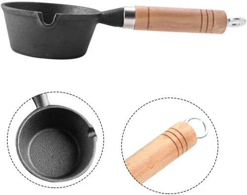 Vista 9 de Mini sartén de hierro fundido multifuncional olla de aceite caliente huevo freír panqueques ligero fácil de almacenar