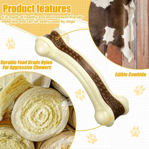 Vista 3 de Sosation Juguetes para perros en forma de huesos para masticadores agresivos, paquete de 2 juguetes navideños para masticar perros, dentición