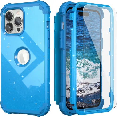 Vista 18 de IDweel Funda para iPhone 14 Pro Max, para iPhone 14 Pro Max con protector de pantalla para mujer, 3 en 1, a prueba de golpes, ajuste delgado, Reloj