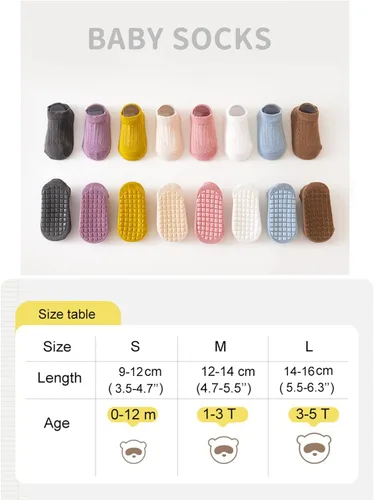 Vista 7 de Calcetines antideslizantes para bebés, calcetines antideslizantes para niños pequeños, calcetines delgados de malla al tobillo para bebés, recién