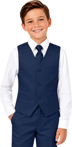 Vista 7 de Trajes para niños para portador de anillos de boda formal, traje de beige (4 piezas)