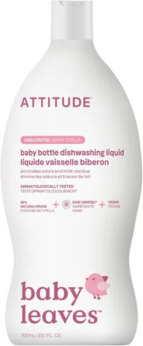 Vista 9 de ATTITUDE Jabón para platos y limpiador de biberones para bebés, líquido para lavar platos verificado por EWG, sin tintes ni fragancias añadidos