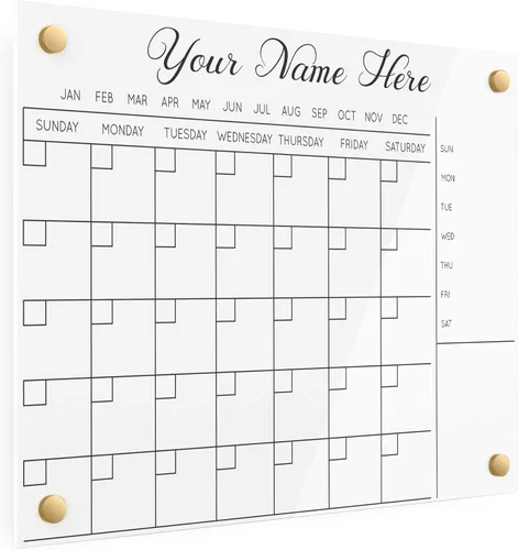 Vista 8 de Calendario acrílico personalizado para pared, se envía al día siguiente, hecho en Estados Unidos, planificador de borrado en seco transparente
