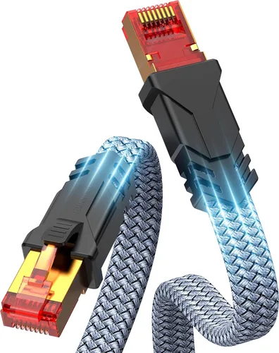 Vista 9 de Snowkids Cable Ethernet Cat 8 de 15 pies, señal fuerte, alta velocidad de 40 Gbps 2000 Mhz, cable de red con conector de Internet RJ45
