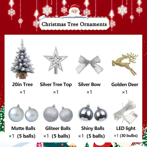 Vista 2 de KOIUEYW Mini árbol de Navidad preiluminado, pequeño árbol de Navidad artificial con luces, decoración preiluminada para mesa, hogar, cafetería