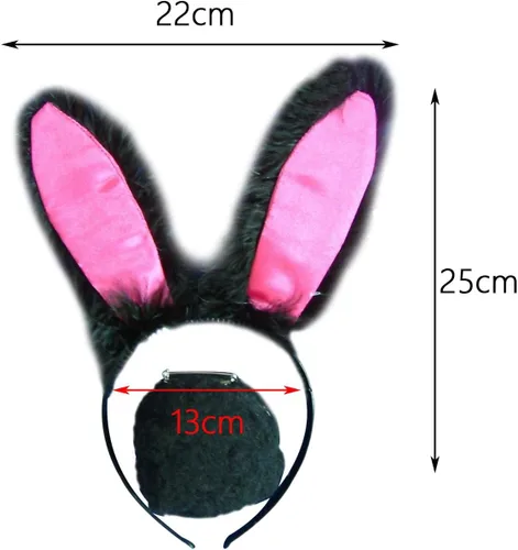 Vista 5 de Colaxi Conjunto de disfraz de conejo, diadema de orejas de conejo, pajarita y accesorios de cola
