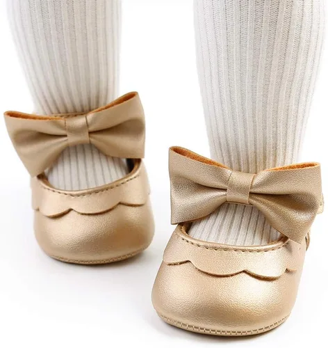 Vista 2 de LAFEGEN Zapatos planos Mary Jane para bebés y niñas con Bownot, suela suave, suela suave, piel sintética, recién nacidos, para primeros pasos