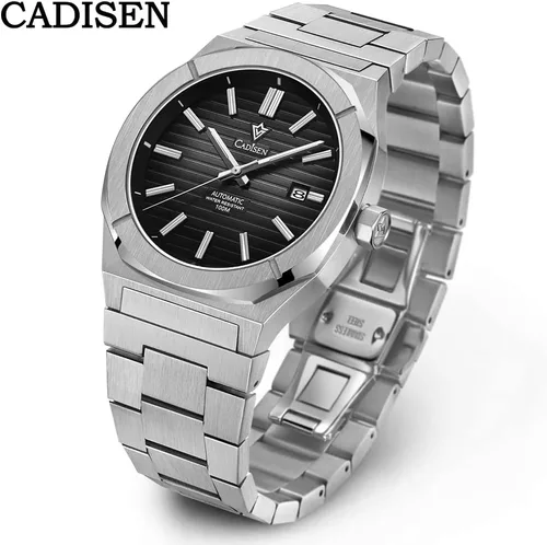 Vista 2 de CADISEN Los hombres del diseño relojes mecánicos automáticos 100M impermeable marca reloj de pulsera de lujo