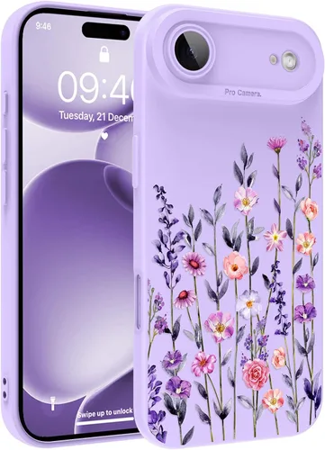 Vista 162 de Magnético para iPhone 13 con protector de pantalla [Compatible con MagSafe] Diseño de patrón floral de flores bonitas, funda delgada a prueba