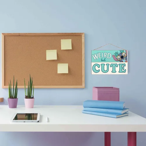Vista 6 de Disney Lilo and Stitch - Decoración de pared de madera colgante extraña pero bonita Aqua