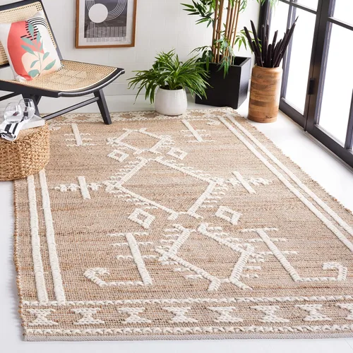 Vista 10 de SAFAVIEH Marbella Collection - Alfombra de pasillo de 8 pies, color marfil, diseño de transición, ideal para zonas de alto tráfico en pasillo, baño