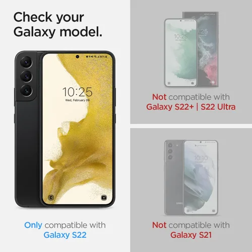 Vista 2 de Spigen Protector de pantalla de vidrio templado [Glas.tR EZ Fit] diseñado para Galaxy S22 [compatible con fundas], paquete de 2 9H Hardness