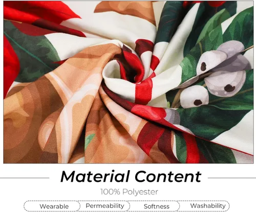 Vista 4 de 4 fundas para sillas de Navidad, diseño de flor de pascua roja vintage, fundas protectoras elásticas extraíbles y elásticas para el hogar, cocina