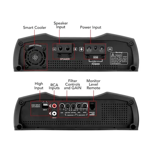 Vista 9 de Taramps MD 1200.1 Amplificador de 2 ohmios 1200 vatios RMS 1 canal completo sistema de audio para automóvil, monobloque, indicador de monitor LED
