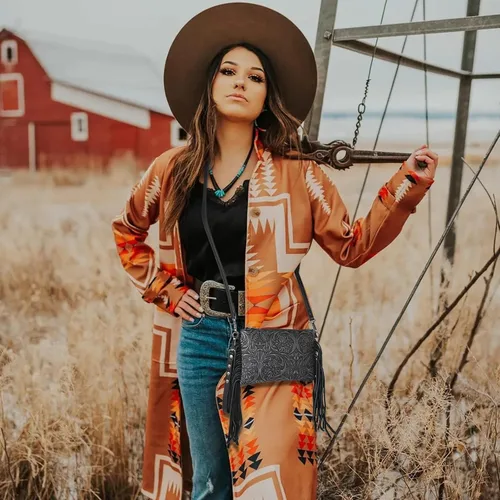 Vista 3 de Montana West Bolso cruzado estilo Western para mujer, bolso de mano de pulsera