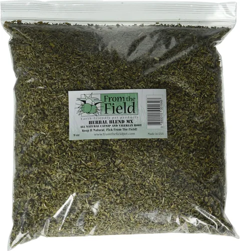Vista 2 de from The Field Mezcla de hierbas MX Catnip y raíz de valeriana para gatos Bolsa resellable de 0.5 onzas Orgánico, cultivado en Estados Unidos