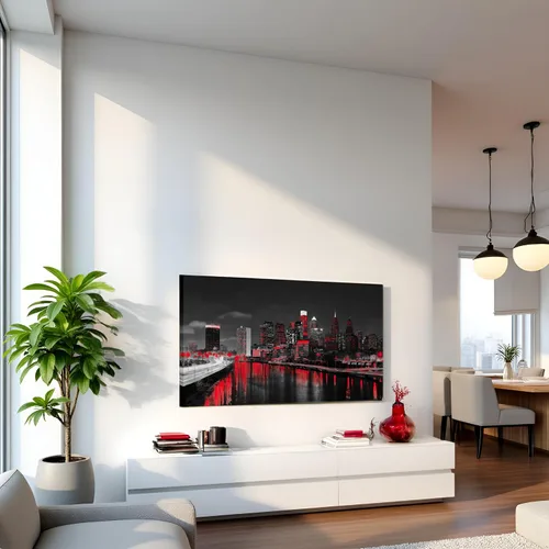 Vista 3 de sechars Lienzo artístico de pared de Filadelfia, blanco y negro, rojo, ciudad de Estados Unidos, horizonte nocturno, impresión fotográfica moderna