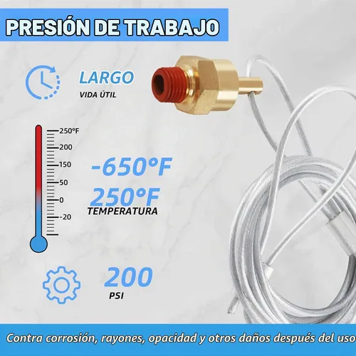 Vista 3 de Tapón de válvula de drenaje de tanque de aire de 1/4" con cable de 60", Dazakoot Repuesto de cable de válvula de drenaje de compresor de aire