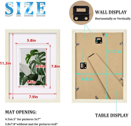 Vista 3 de Egofine - Juego de 4 portarretratos A4 de madera maciza y cubierta de plexiglás de 4 x 6/6 x 8 pulgadas con paspartú o A4 sin paspartú, para mesa