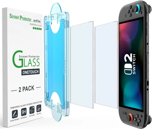 Vista 7 de amFilm Protector de pantalla OneTouch de alineación automática para Nintendo Switch 2 [7.9 pulgadas] Vidrio templado 2025, accesorios, instalación