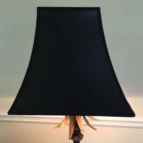 Vista 8 de Royal Designs - Pantalla de lámpara cuadrada con tapa dura, accesorio de clip redondo, negro, forro dorado de pelo de caballo, (4 x 4) x 8 x 7