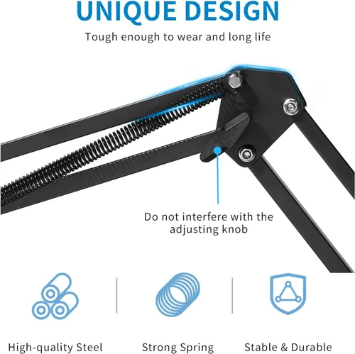 Vista 6 de FEELWORLD AMS1 Brazo de micrófono ajustable, soporte de micrófono con tornillo de 3/8" a 5/8", compatible con PM1 y otros micrófonos para podcast