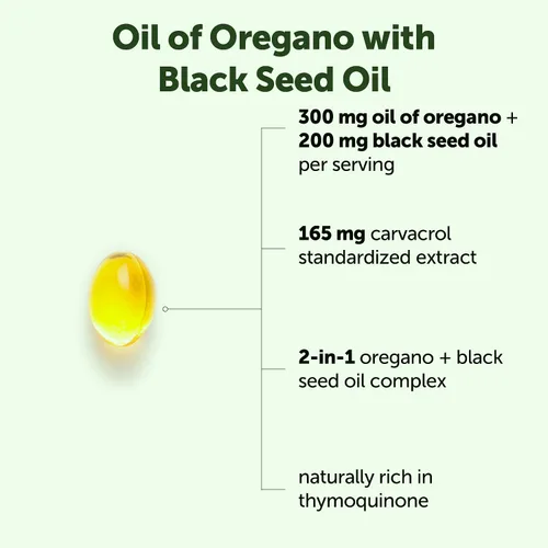 Vista 2 de Micro Ingredients Aceite de orégano con aceite de semilla negra, 75 cápsulas blandas Complejo de aceite de orégano 2 en 1 y aceite de semilla