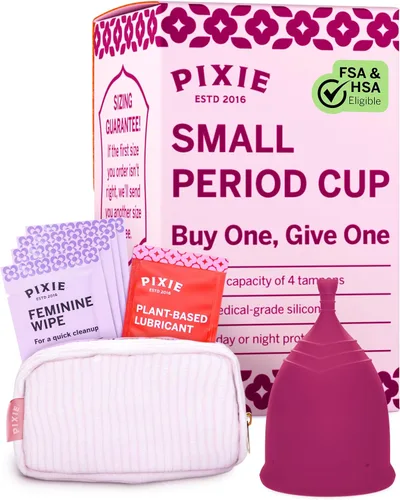 Vista 11 de Copa menstrual de Pixie - Sin metales ni toxinas - Clasificada como la más suave y reutilizable - Uso de 12 horas - 100% de silicona de grado médico