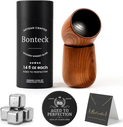 Vista 11 de Bonteck Vaso grande de madera carbonizada original de Bourbon Vaso de whisky de madera carbonizada de 14 onzas Regalos de bourbon para hombres