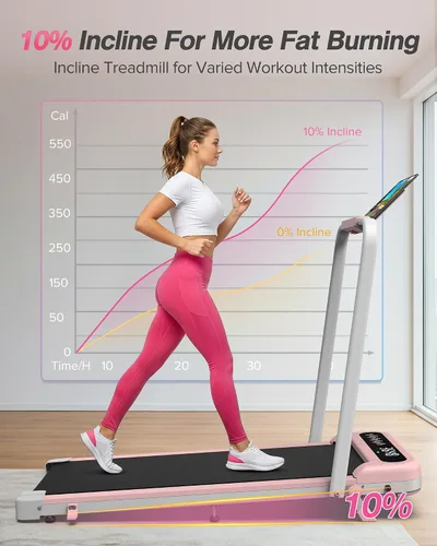 Vista 3 de WELLFIT Caminadora plegable con inclinación, capacidad de 320 libras, caminadora para caminar con barra de agarre, caminadoras portátiles