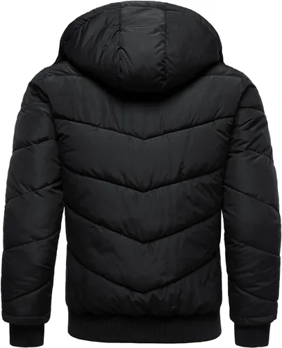 Vista 4 de HOOD CREW Abrigos de invierno para hombre, parka acolchada y a prueba de viento, chaquetas de plumón cálidas con capucha extraíble