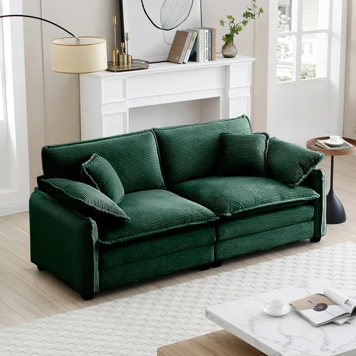 Vista 120 de Sofá Loveseat Grande en Beige y Blanco de 194.8 cm, Sofás Seccionales de 2 Plazas Grandes para Sala de Estar, Sofá Seccional Modular de Tela