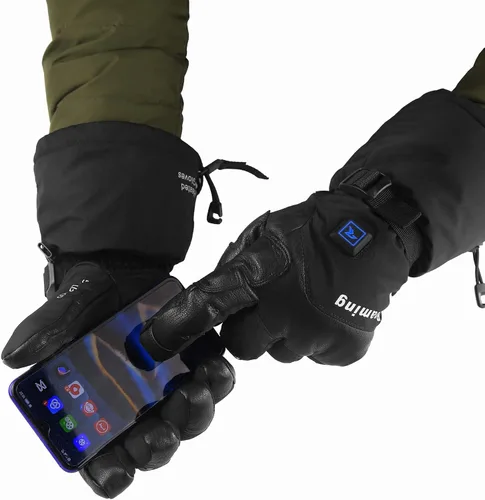 Vista 7 de Roaming Guantes calefactados recargables para hombres y mujeres, guantes de esquí con calefacción eléctrica para motocicleta, snowboard, patinaje