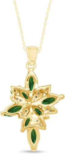 Vista 3 de Simulado Esmeralda & Blanco CZ verde colgante collar en plata de ley chapada en oro de 14quilates (2,44ct)