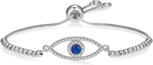 Vista 19 de Evil Eye Bracelets Hamsa Bracelet - 18K Gold Plated Adjustable Eye of Protection Bracelet Silver Evil Eye Amulet ojo Bracelet Gold Evil Eye Jewelry