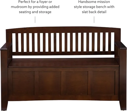 Vista 22 de Linon Home Dcor Linon Home Decor Cynthia - Banco de almacenamiento, 50 pulgadas de ancho x 17.25 pulgadas de profundidad x 32 pulgadas de alto, nogal