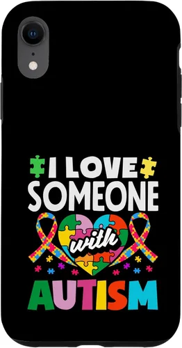 Vista 25 de Love Someone with Autism Awareness Puzzle Piece Ribbon Case for iPhone 16