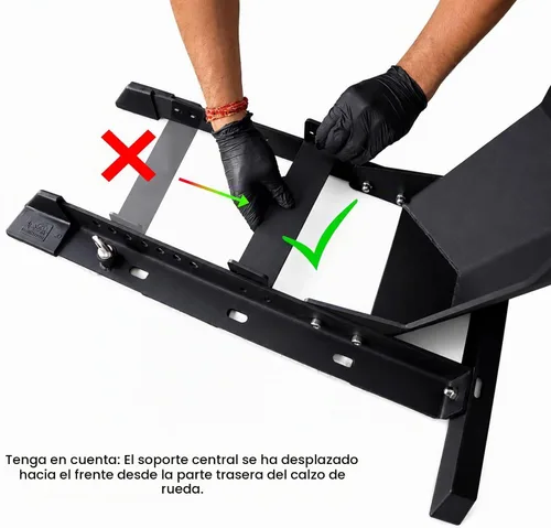 Vista 2 de GRAND PITSTOP Calzo de rueda universal para soporte de motocicleta para remolque, completamente ajustable, desmontable y plegable (negro)